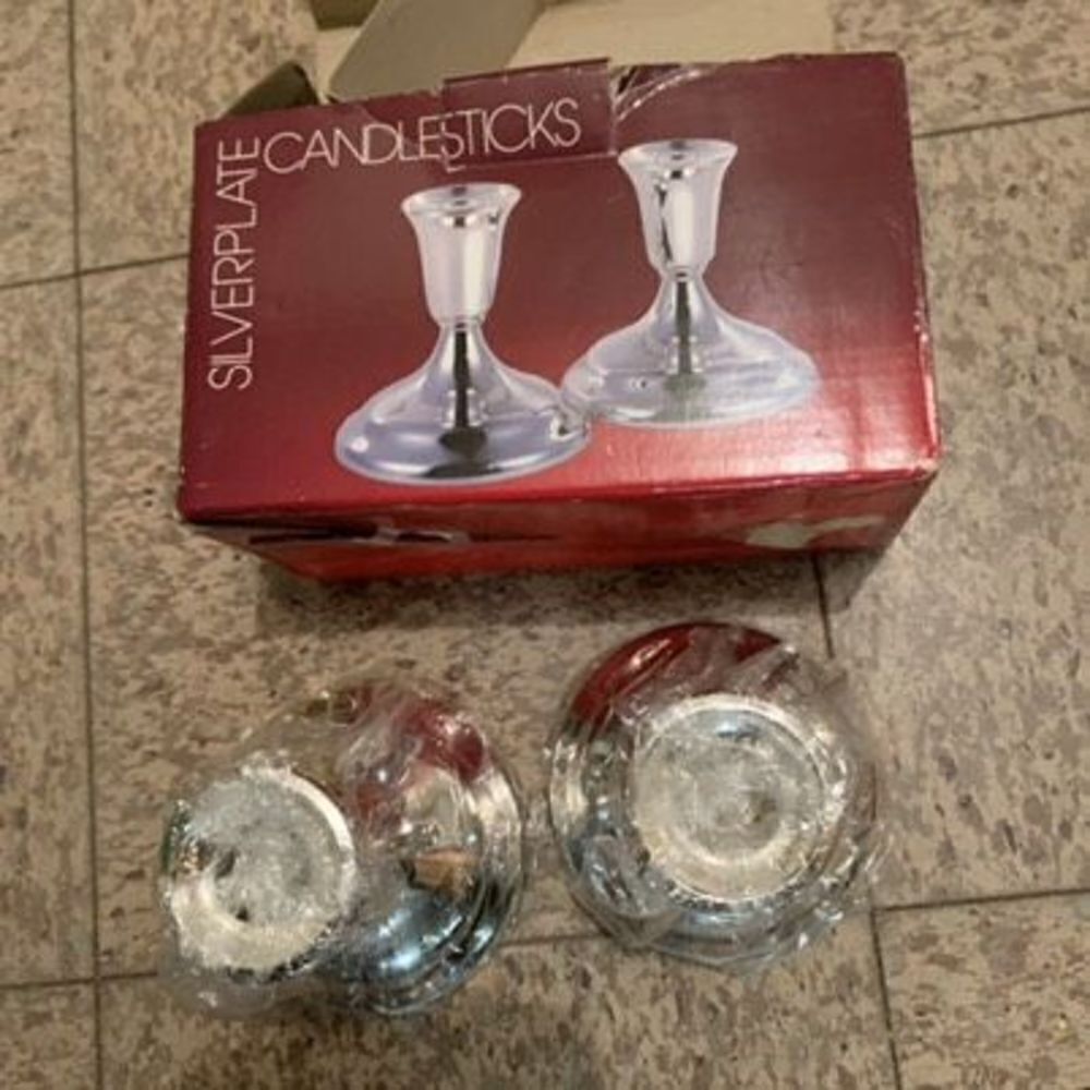 F.B. Rogers Silverplate 3 1/2” Candlesticks